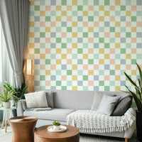 Classic checker squares wallpaper in vintage colors, GD1286