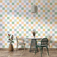 Retro checker geometric wallpaper for stylish interiors, GD1286