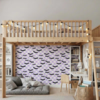 Checkered Bats in Purple wall mural showing bat detailsGD9460