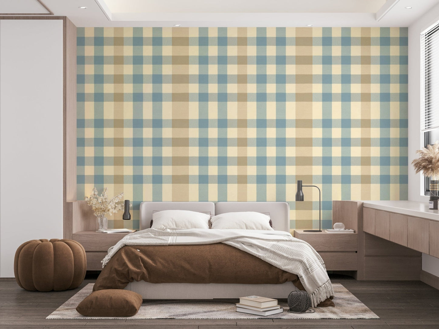 A graceful tiled pattern wall mural in soft colors.

