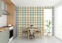 A bold checkered design wallpaper mural that defines a space.


