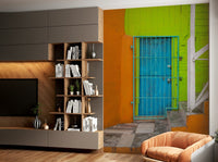 A serene colorful street wall mural for your decor.

