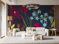 Living room placed against Cheerful Floral Summer Wall Mural in a clean