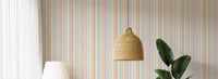 Dining room Pastel Rainbow wallpaper with mint peach and cream stripes