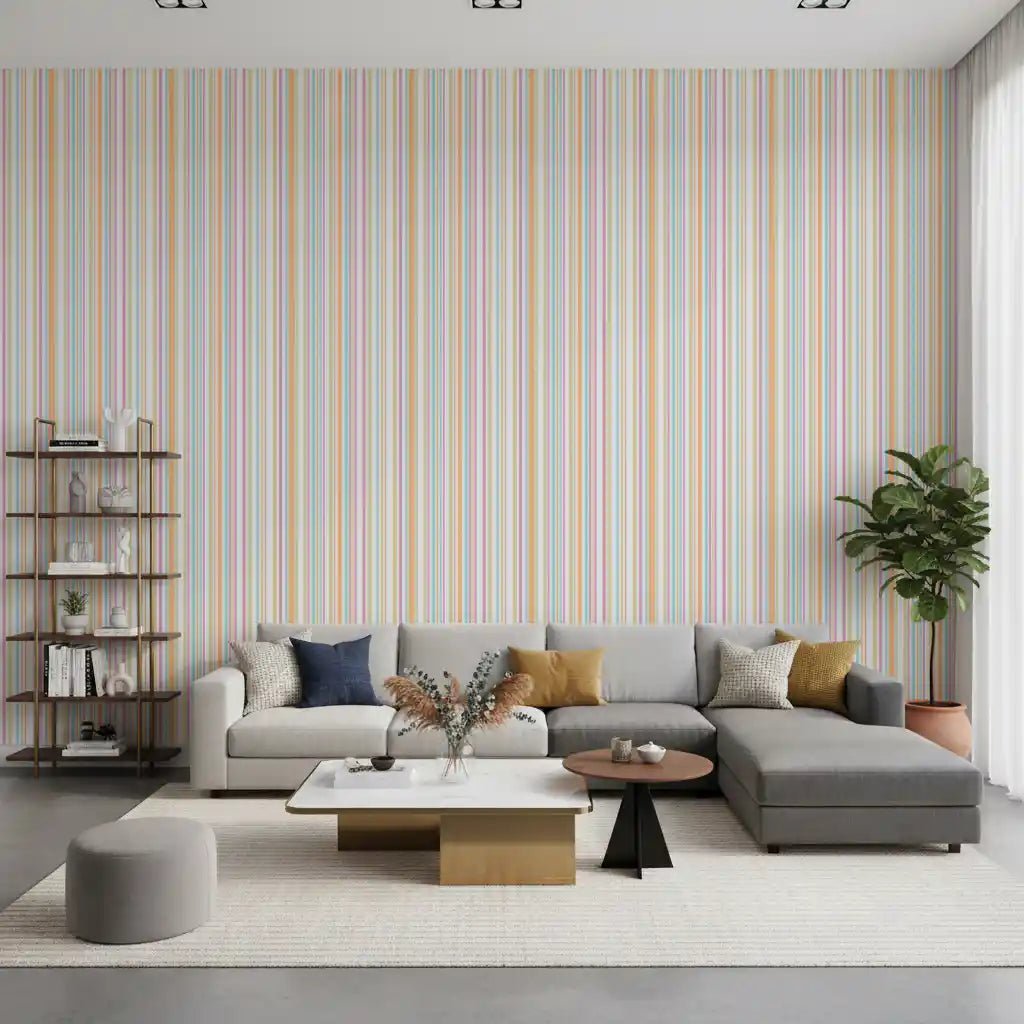 Office Cheerful Stripes wallpaper in clean multicolor vertical layout