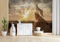 Cheetah's Domain Wallpaper in a neutral guest suite with wooden furniture., GD5900
