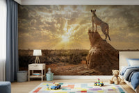 Artistic cheetah wall mural in a bright and airy open plan apartment., GD5900