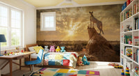 Cheetah's Domain Wall Mural with a majestic cheetah in a modern living room., GD5900