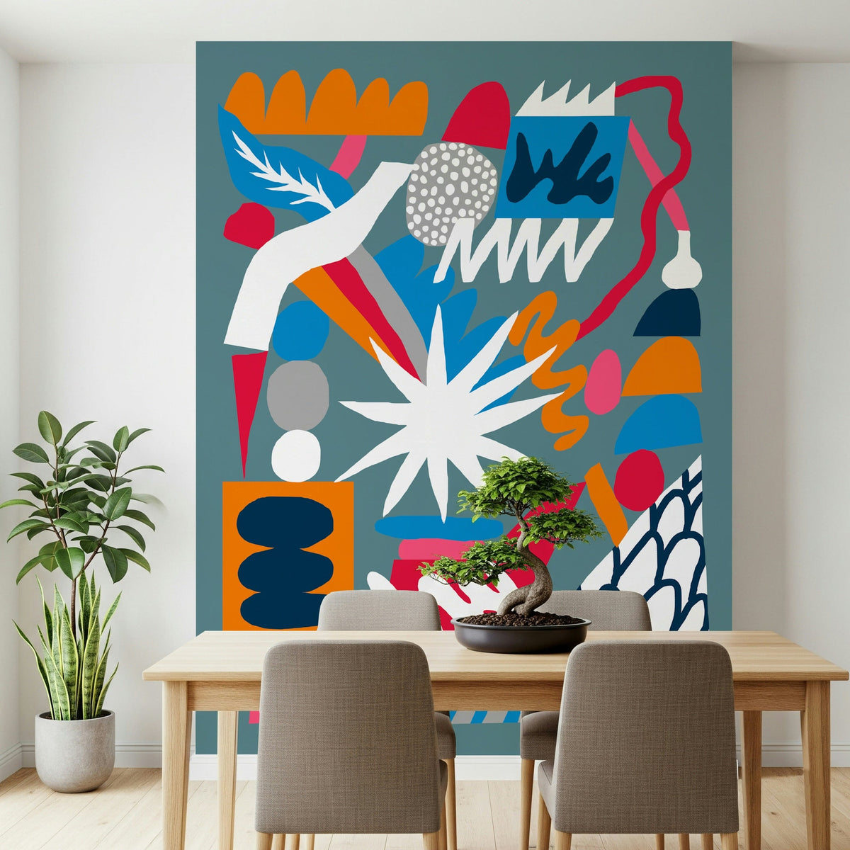 Abstract Chemistry Explosion Wall Mural with bright icons GD5375