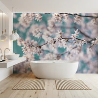 Bathroom space with Cherry Bloom Serenity wall mural floral, GD8743