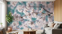 Light blue backdrop in Cherry Bloom Serenity wall mural, GD8743