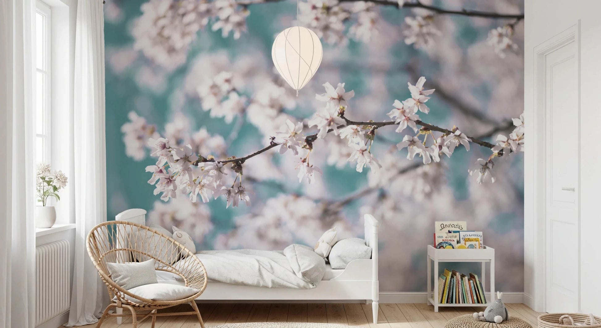Soft cherry blossoms in Cherry Bloom Serenity wall mural, GD8743