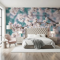 Pale floral tones in Cherry Bloom Serenity wall mural, GD8743