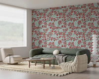 Room space with Cherry Blossom on Sea Glass wallpaper on a sea glass base, GD9273
