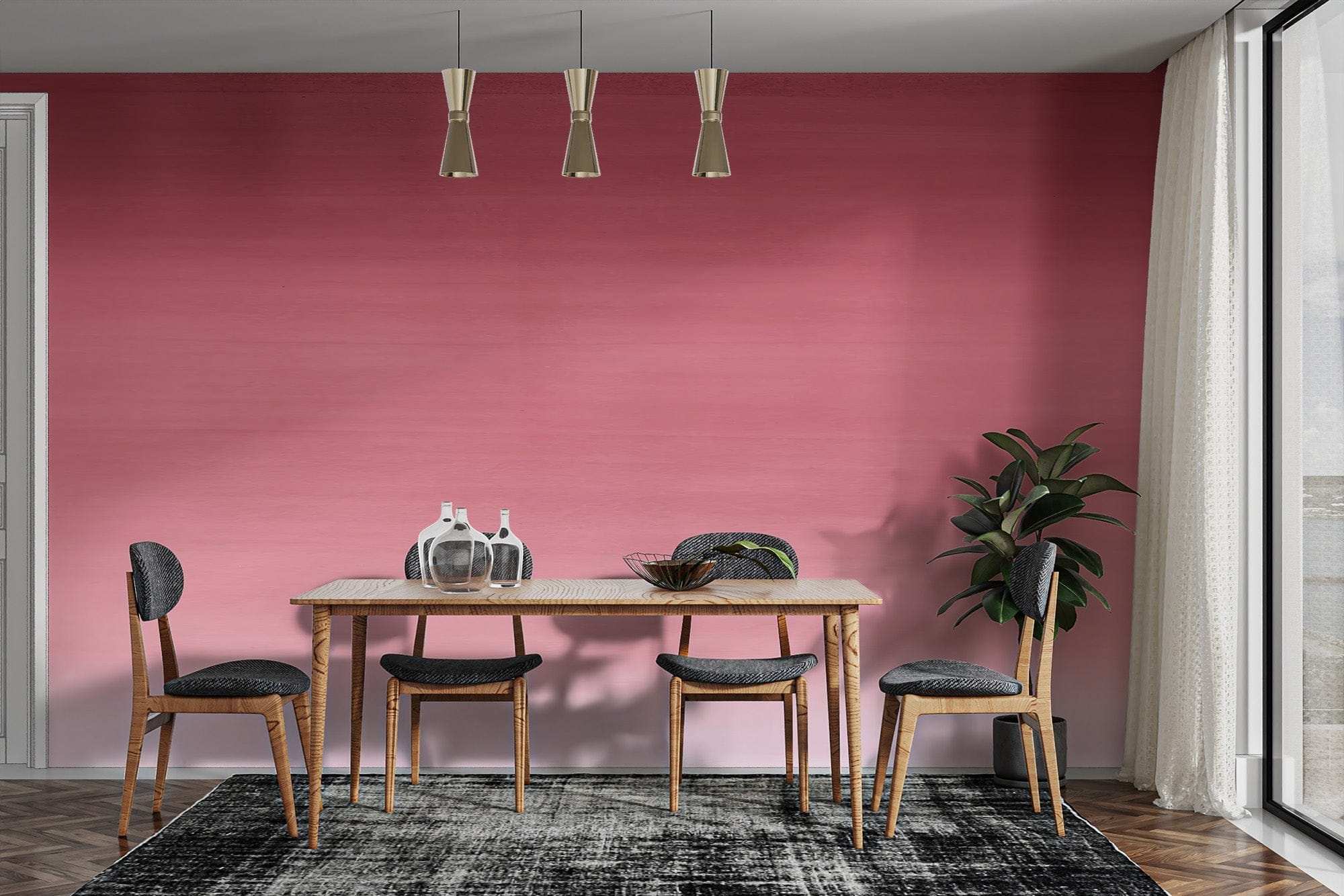Cherry Blossom Wall Mural setting a serene dining room tone., C369