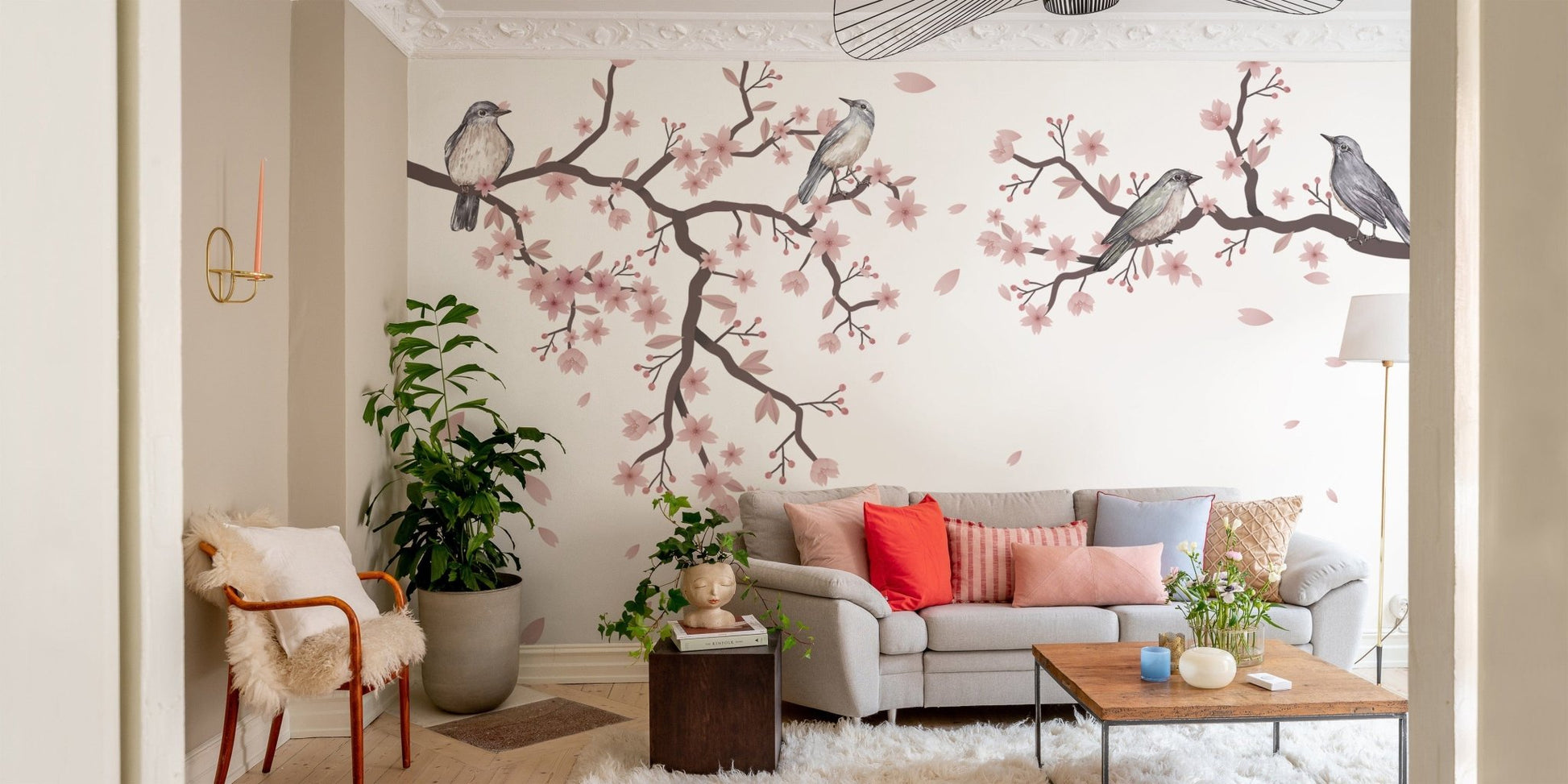 Cherry Blossom Serenade Mural for calm decor, B816