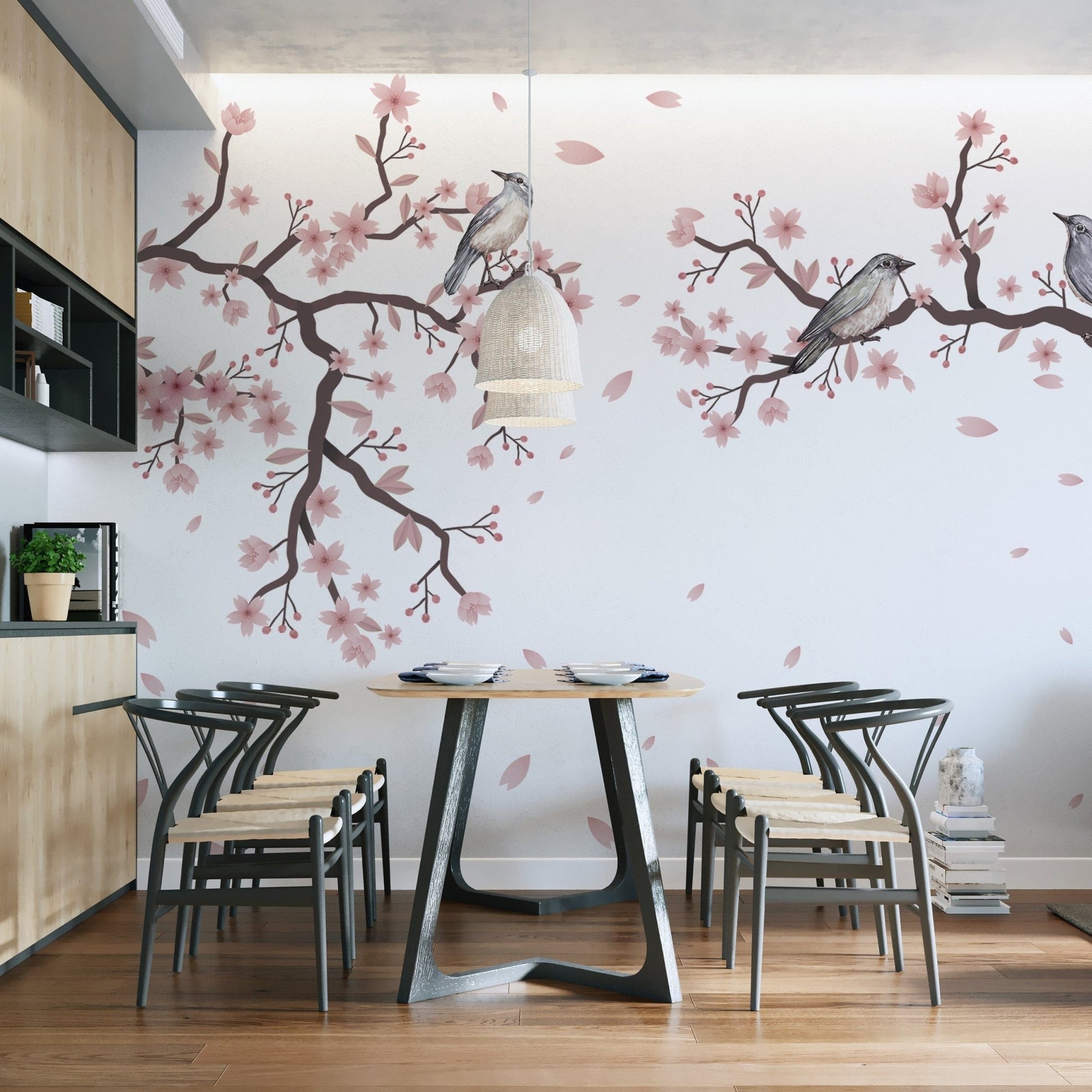 Cherry Blossom Serenade Mural for soft vibes, B816