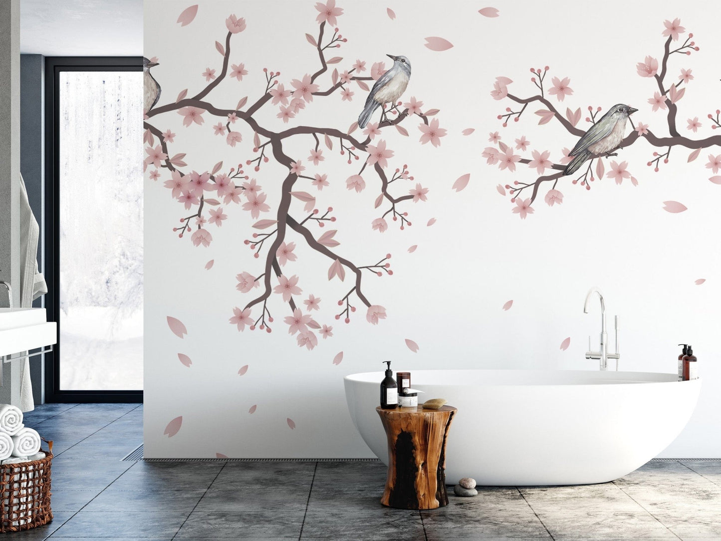 Serene Cherry Blossom Serenade Wall Mural art, B816
