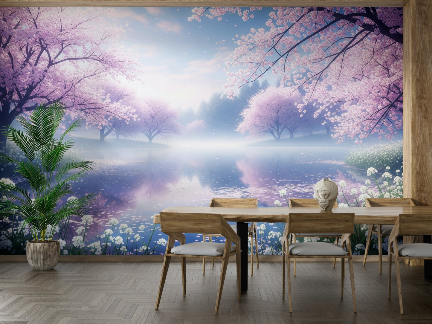 An artistic nature inspired mural for home decor.

