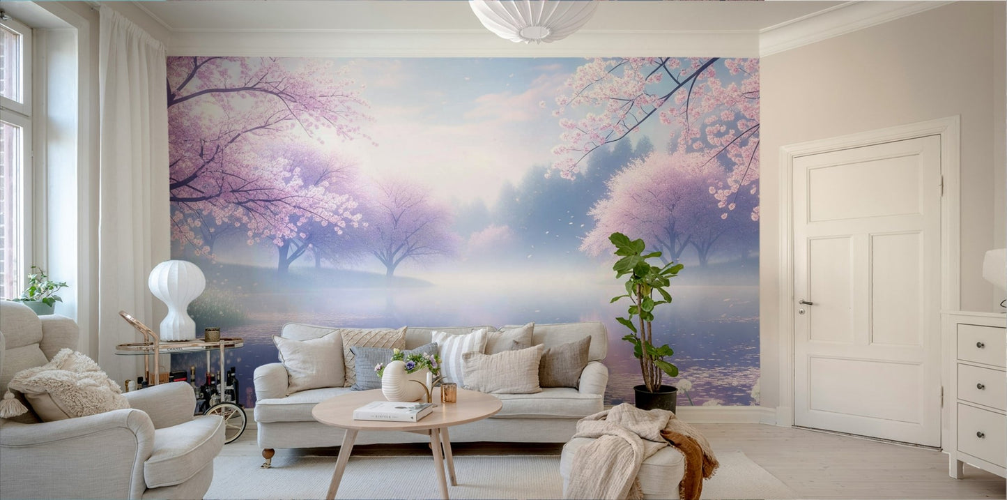 A tranquil subtle flower wall mural for your decor.

