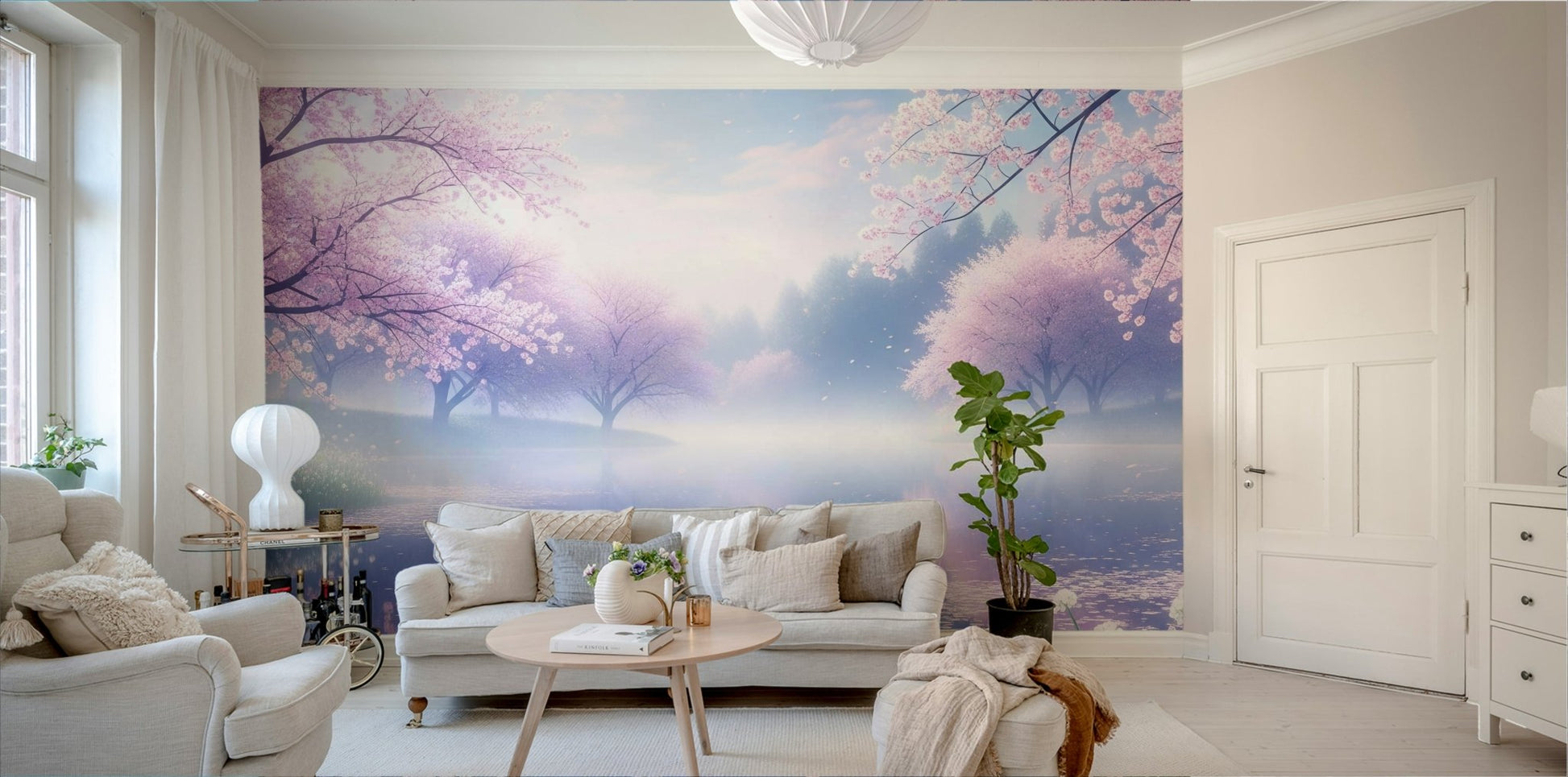 A tranquil subtle flower wall mural for your decor.

