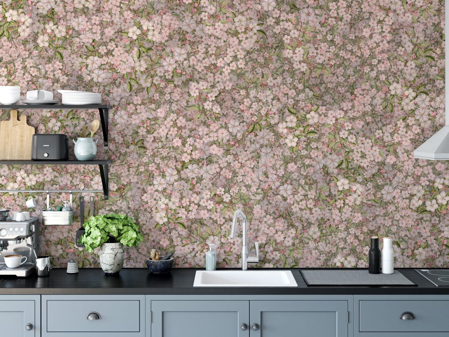 Pink and Green Cherry Blossom Flower Wallpaper Murals - Giffywalls DTLI06