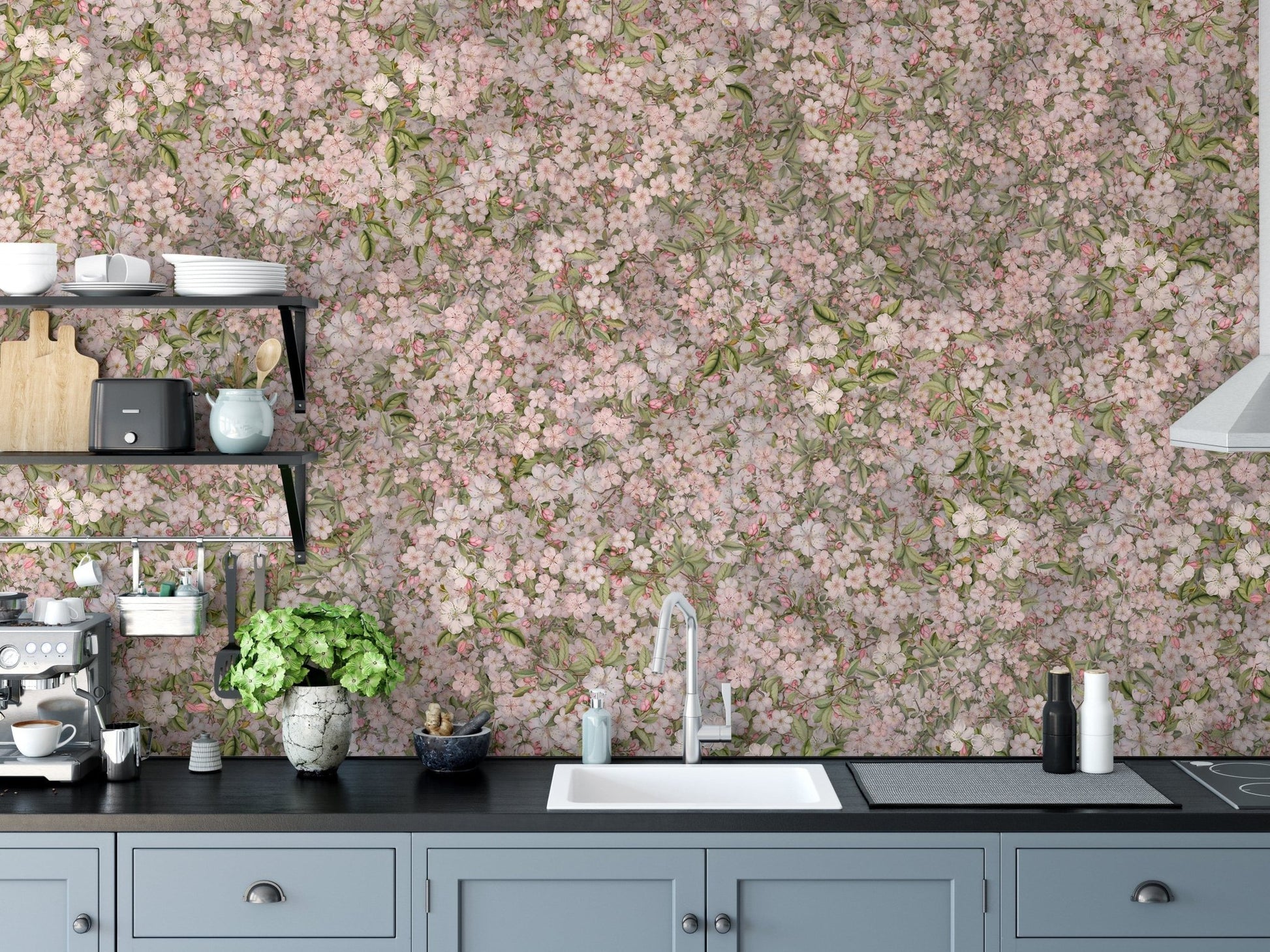 Pink and Green Cherry Blossom Flower Wallpaper Murals - Giffywalls DTLI06