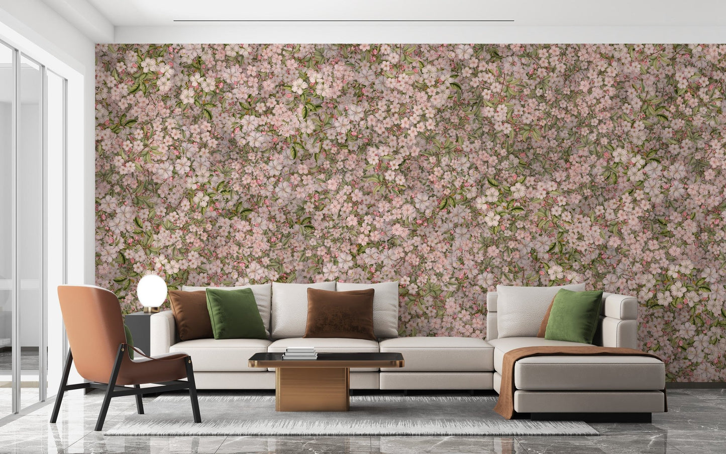 Delicate pink cherry blossom flower wallpaper mural DTLI06
