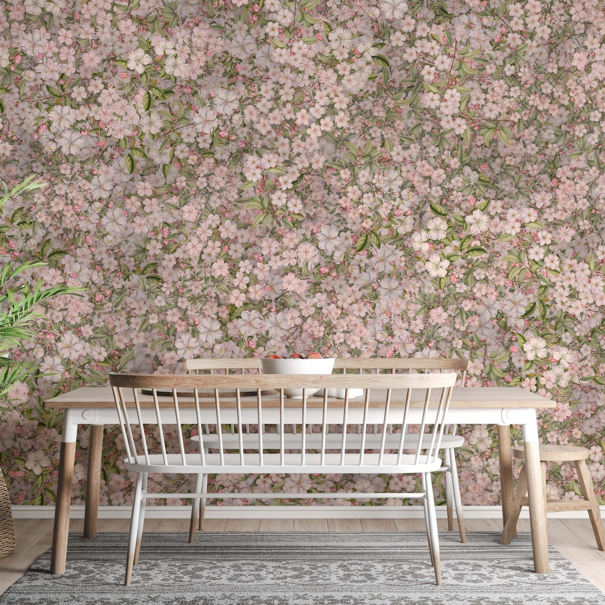 Pink and Green Cherry Blossom Flower Wallpaper Murals - Giffywalls DTLI06