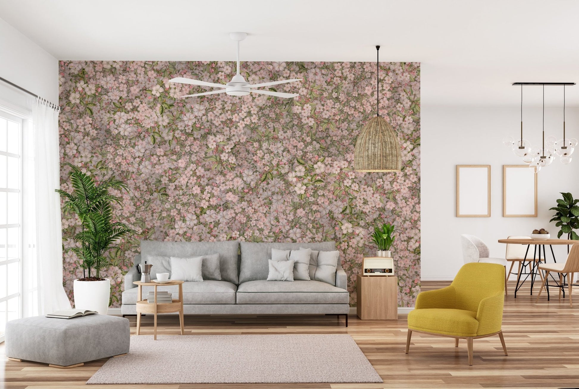 Lush pink cherry blossom mural for home interiors DTLI06
