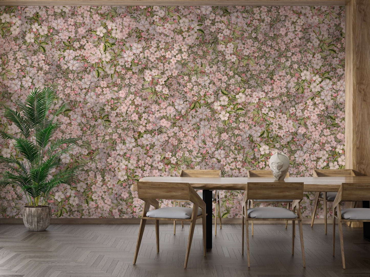 Elegant floral wallpaper with pink cherry blossoms DTLI06
