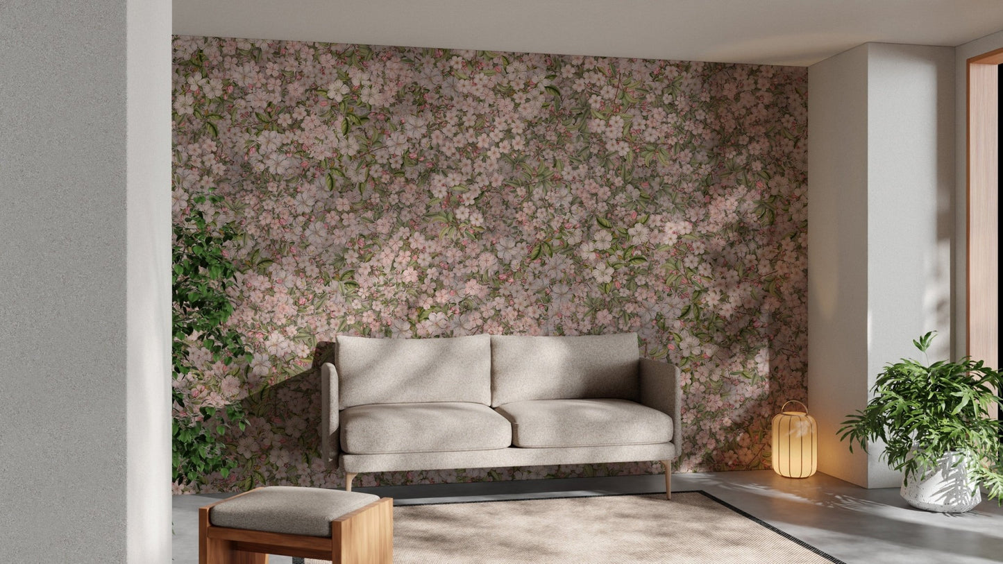 Pink and Green Cherry Blossom Flower Wallpaper Murals - Giffywalls DTLI06