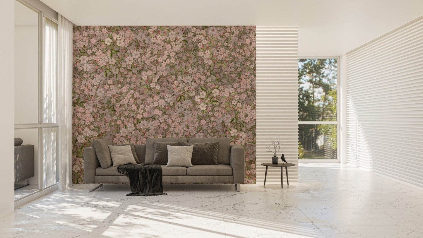 Pink and Green Cherry Blossom Flower Wallpaper Murals - Giffywalls DTLI06
