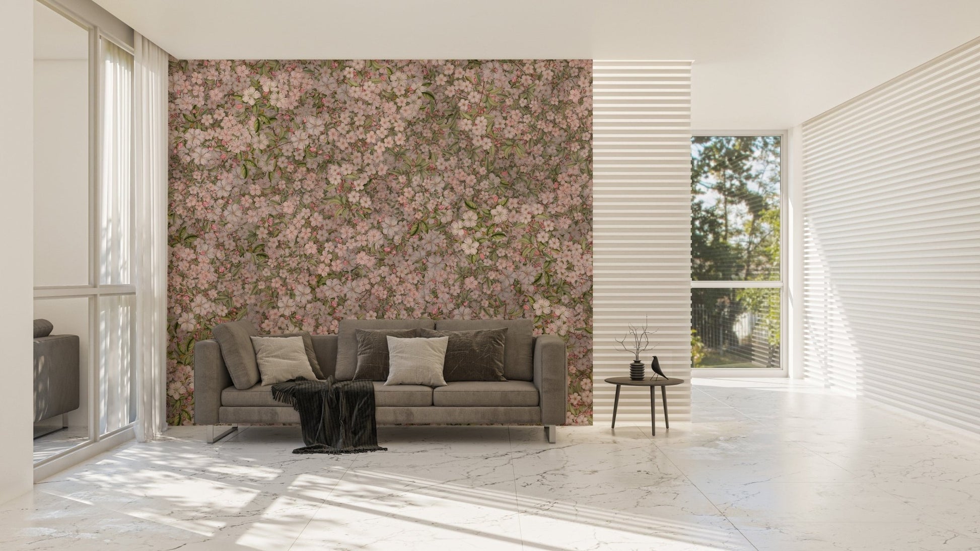Pink and Green Cherry Blossom Flower Wallpaper Murals - Giffywalls DTLI06