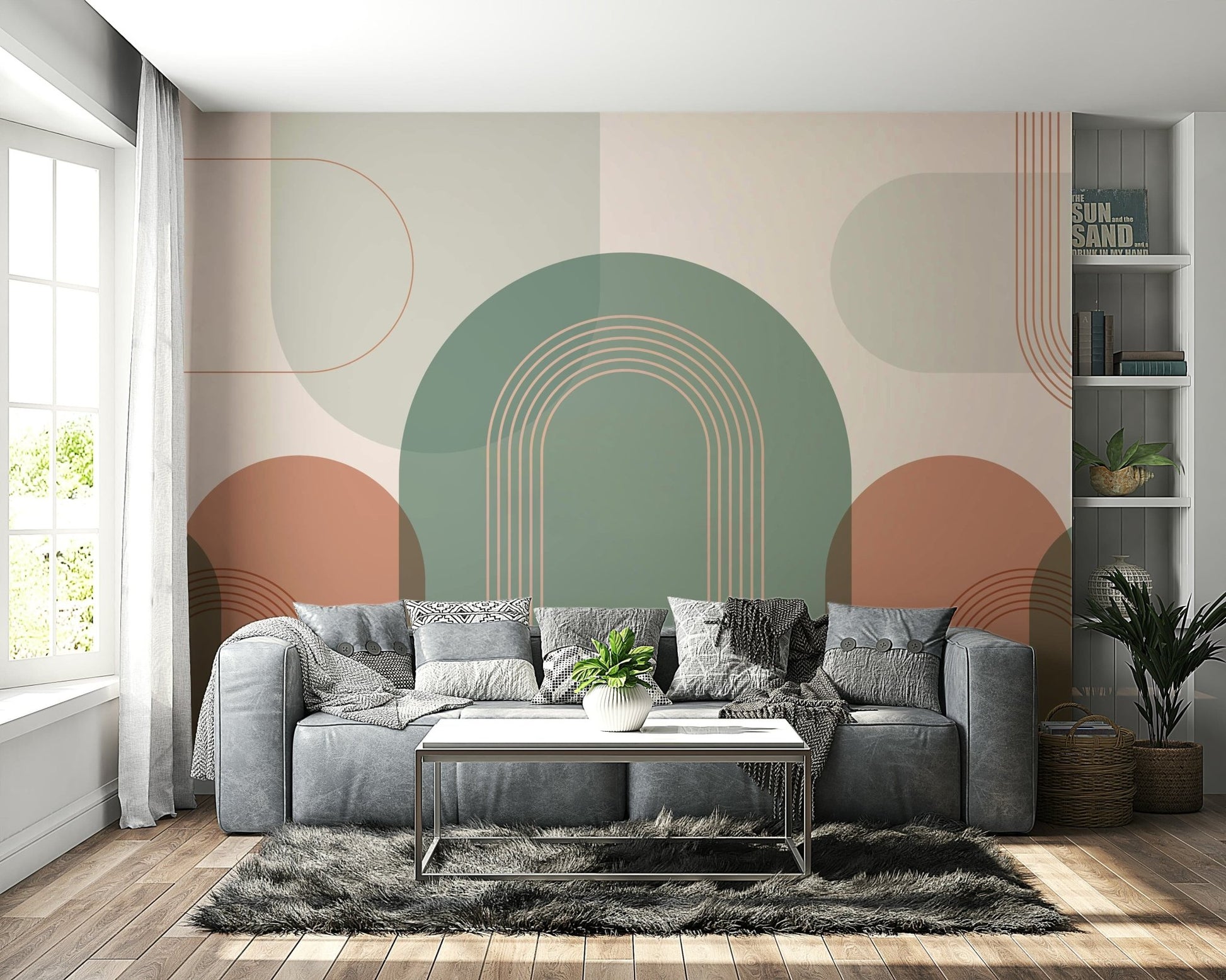 Modern arch shapes wall mural art

