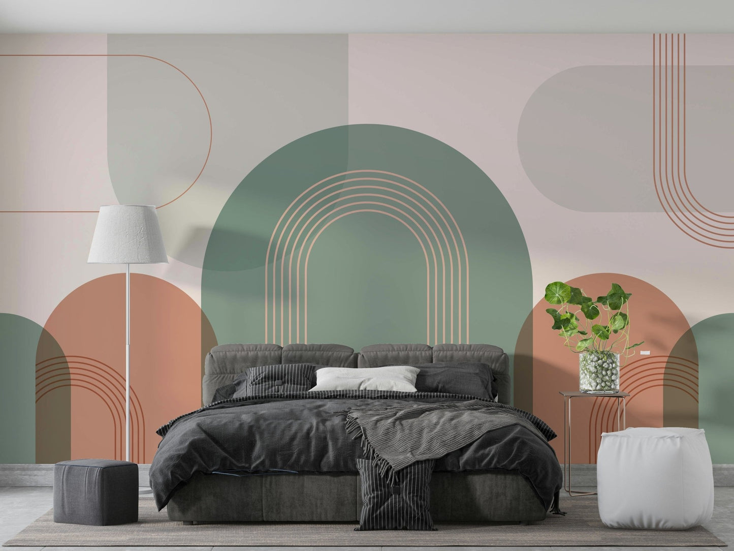Contemporary curved line mural

