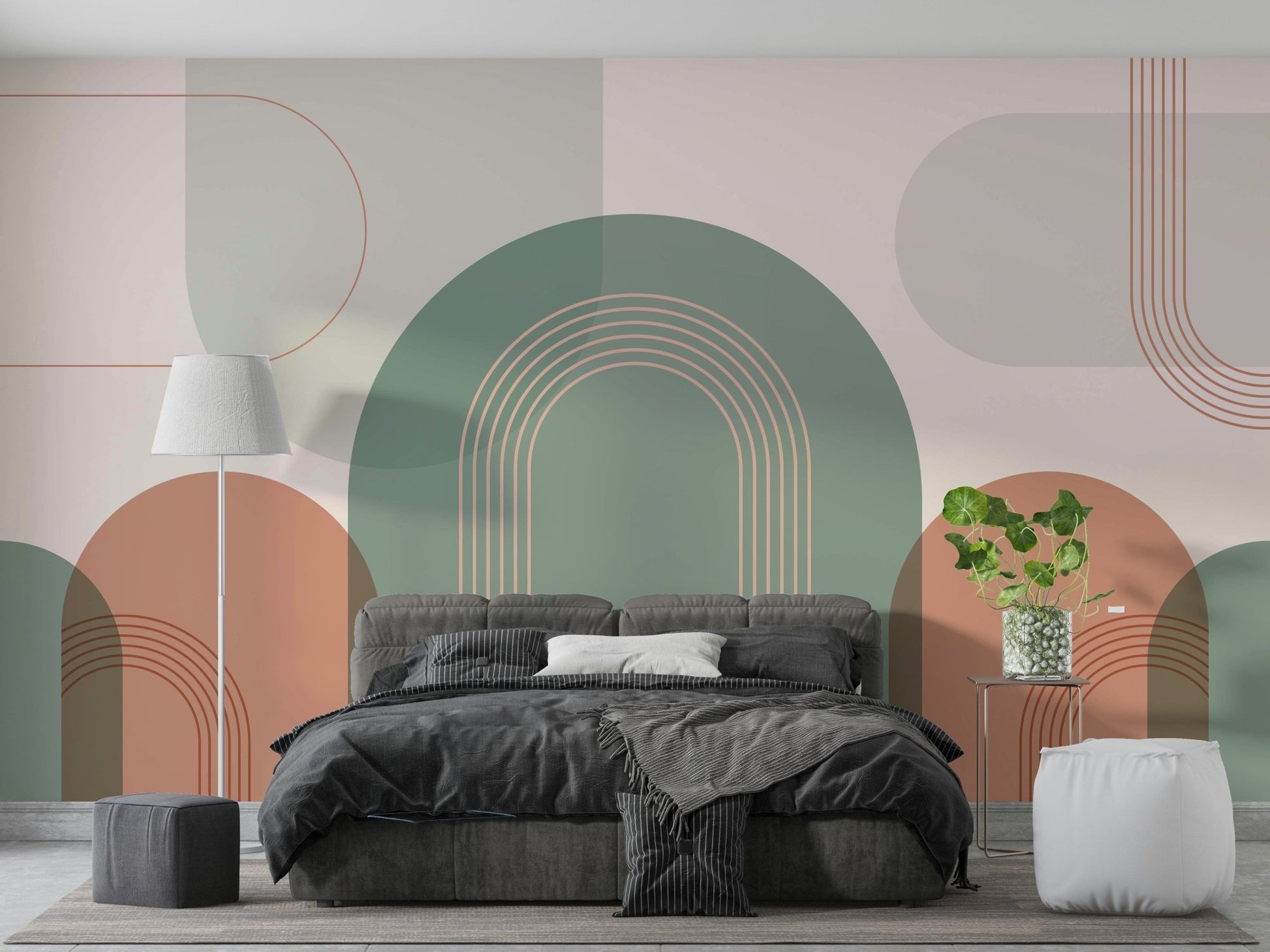 Contemporary curved line mural

