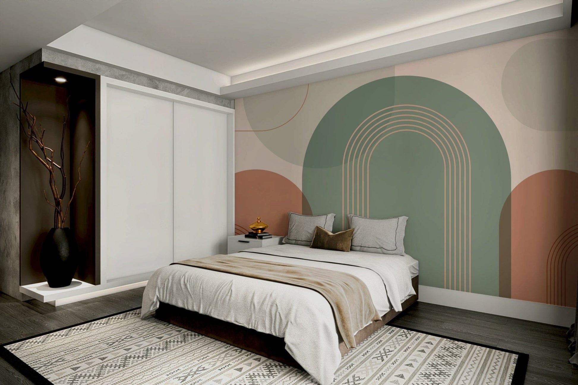 Geometric arches wallpaper decor

