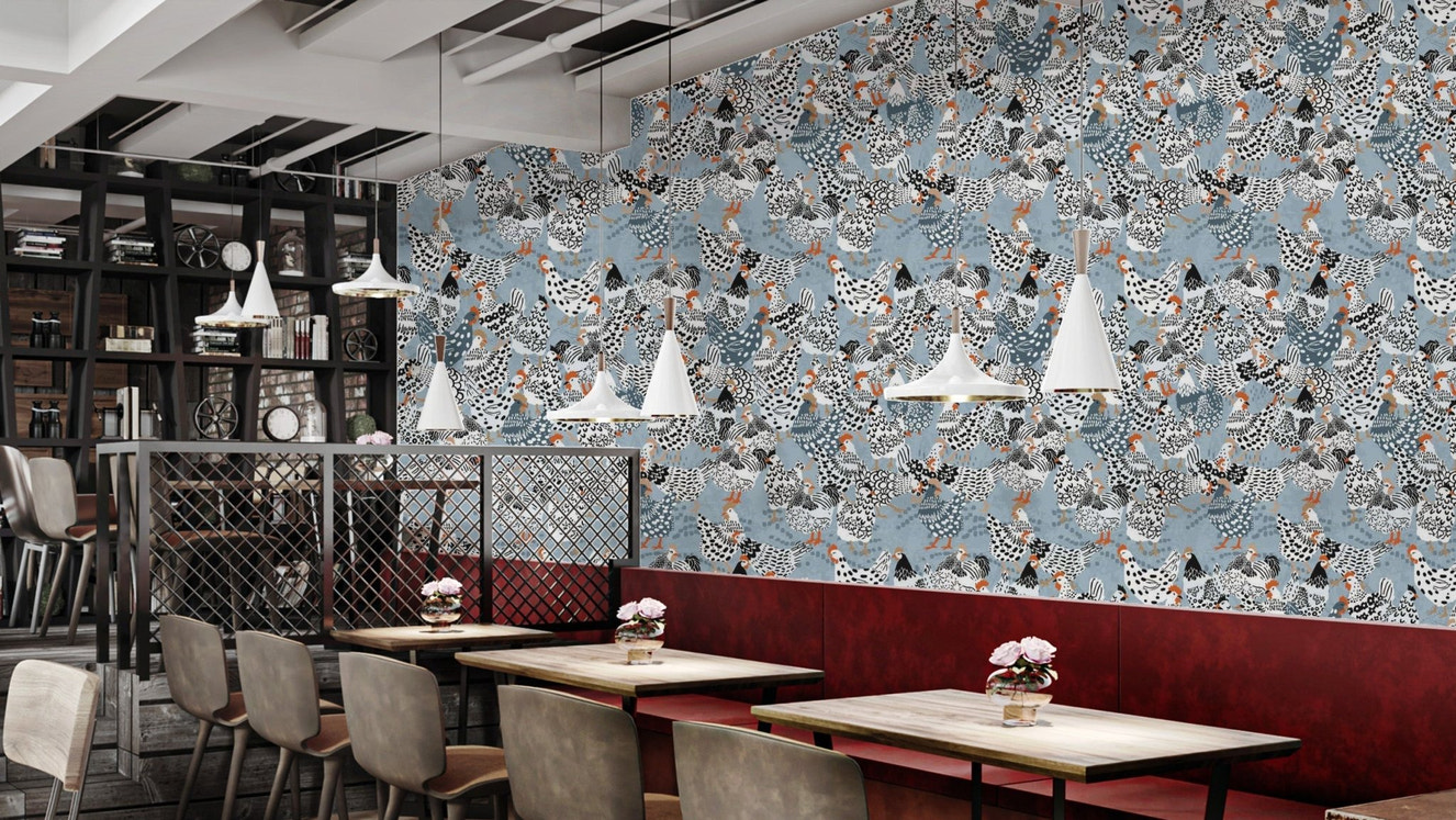 Elegant chicken wallpaper for modern decor