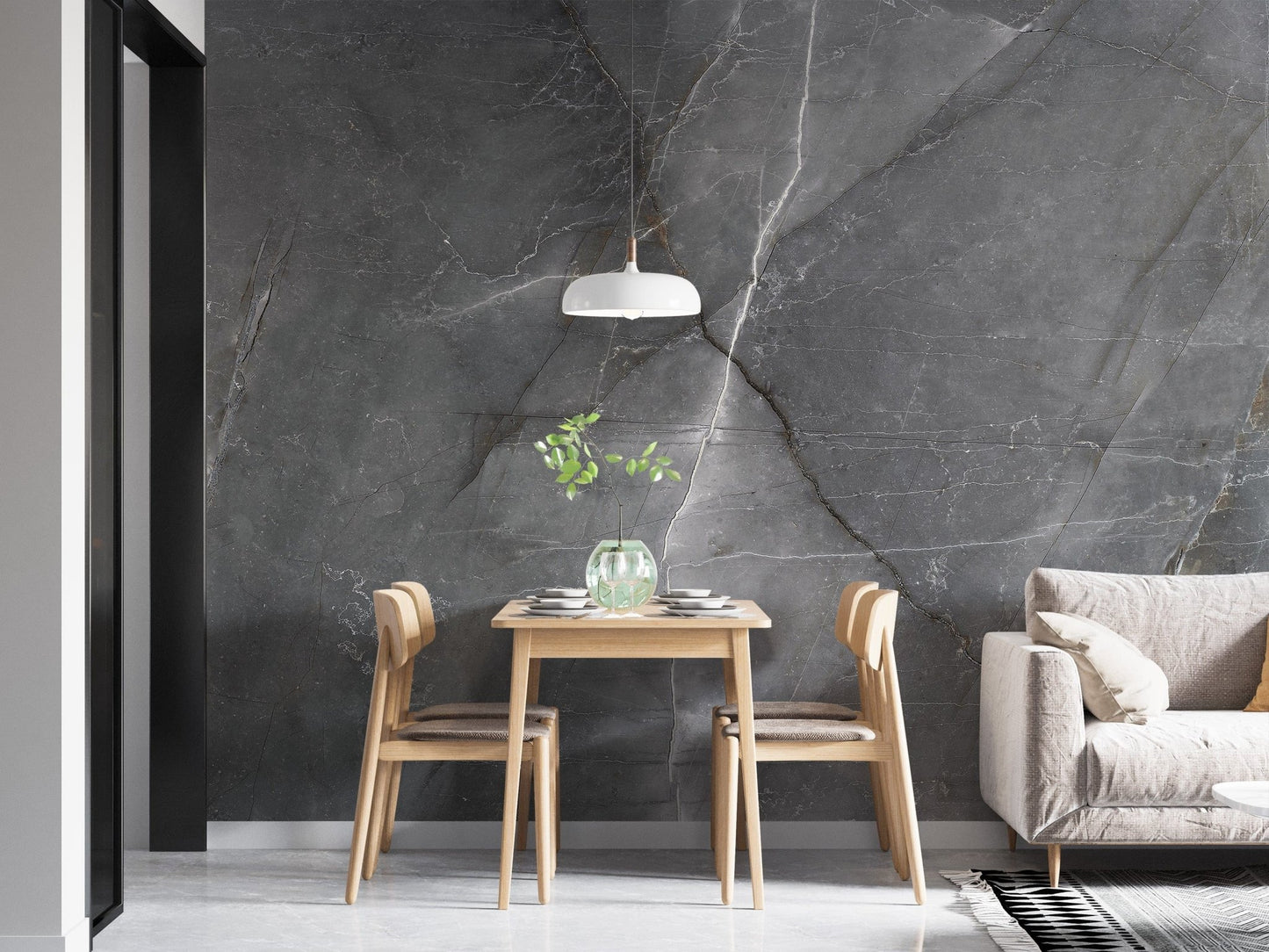 Sleek gray marble wallpaper mural decor
