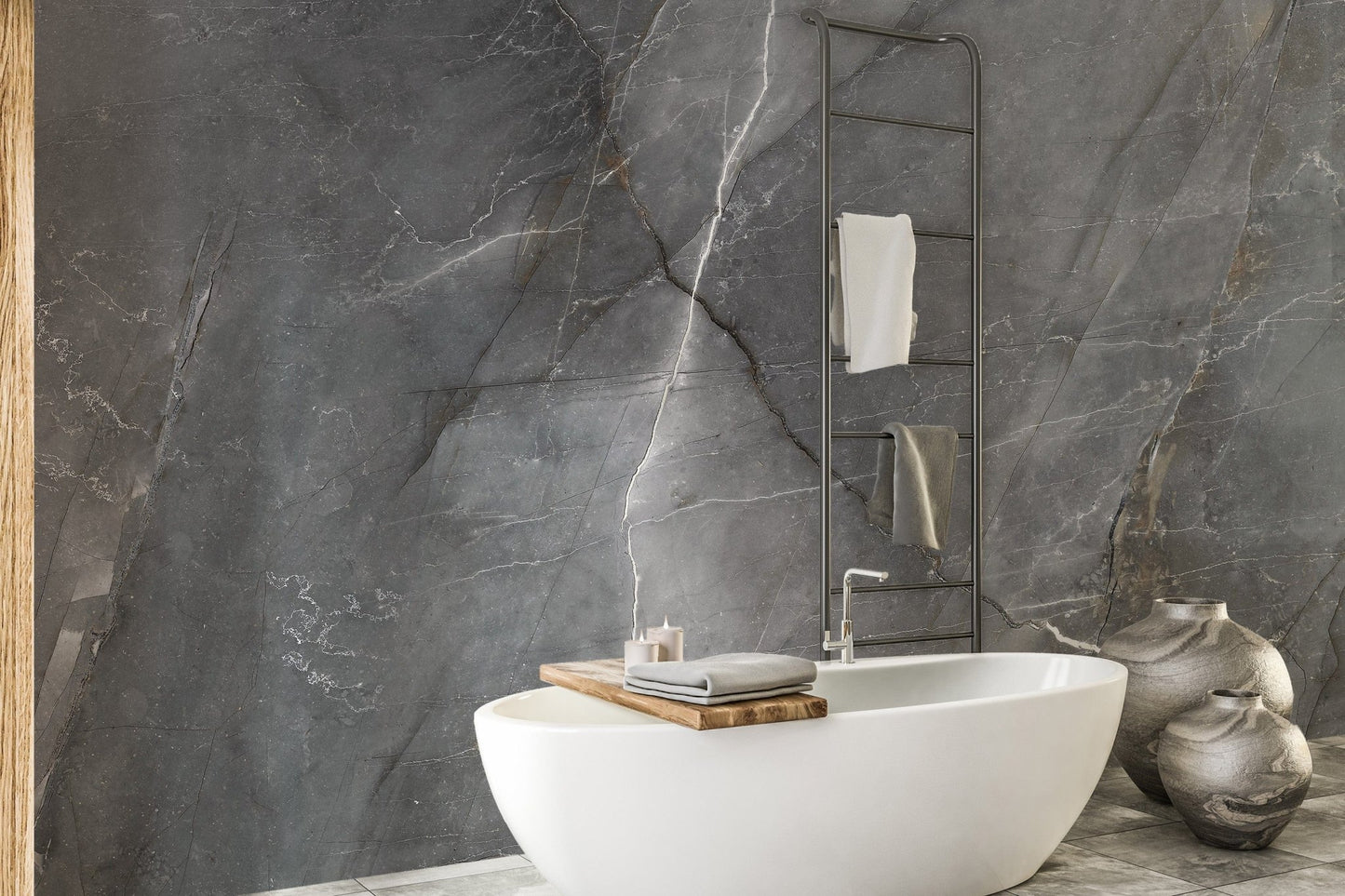 Chic dark marble texture bathroom wallpaper mural
