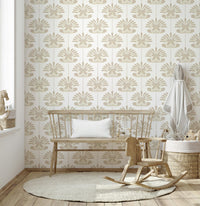 Repeating floral pattern of the Chic Floral Symmetry Wallpaper design.