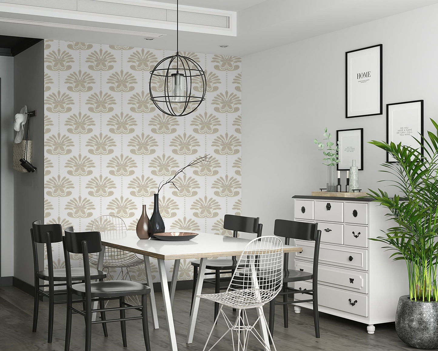 Abstract symmetrical design of the Chic Floral Symmetry Wallpaper.