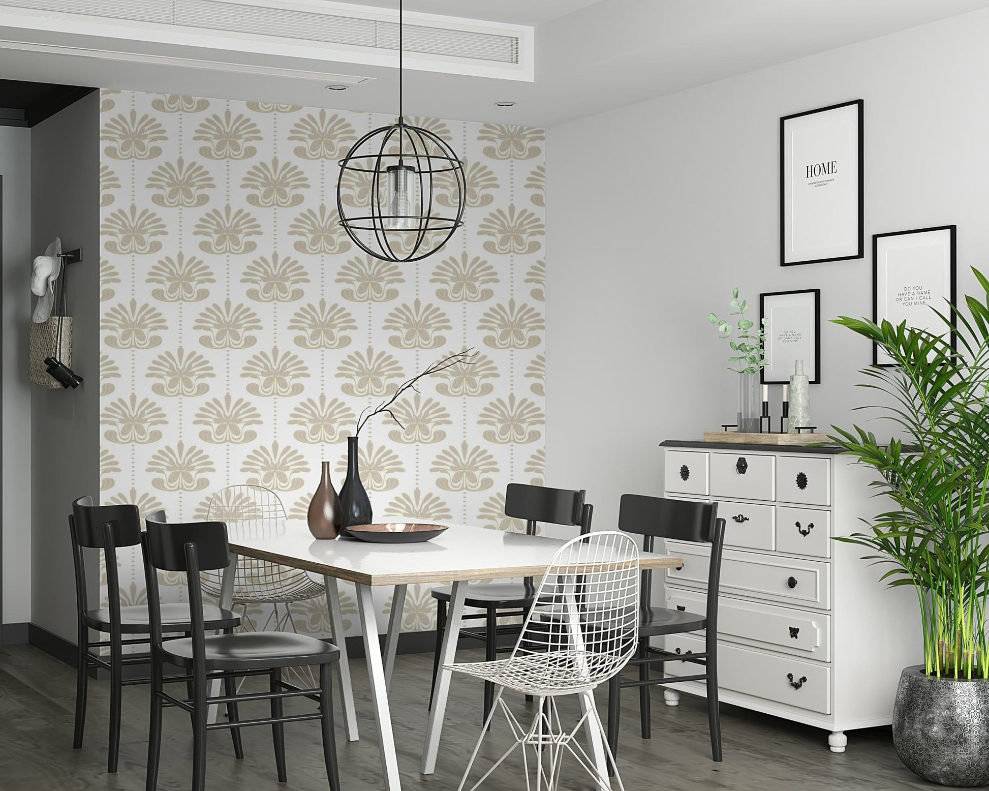 Abstract symmetrical design of the Chic Floral Symmetry Wallpaper.