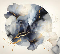 Wall mural combining modern moon and nature design.

