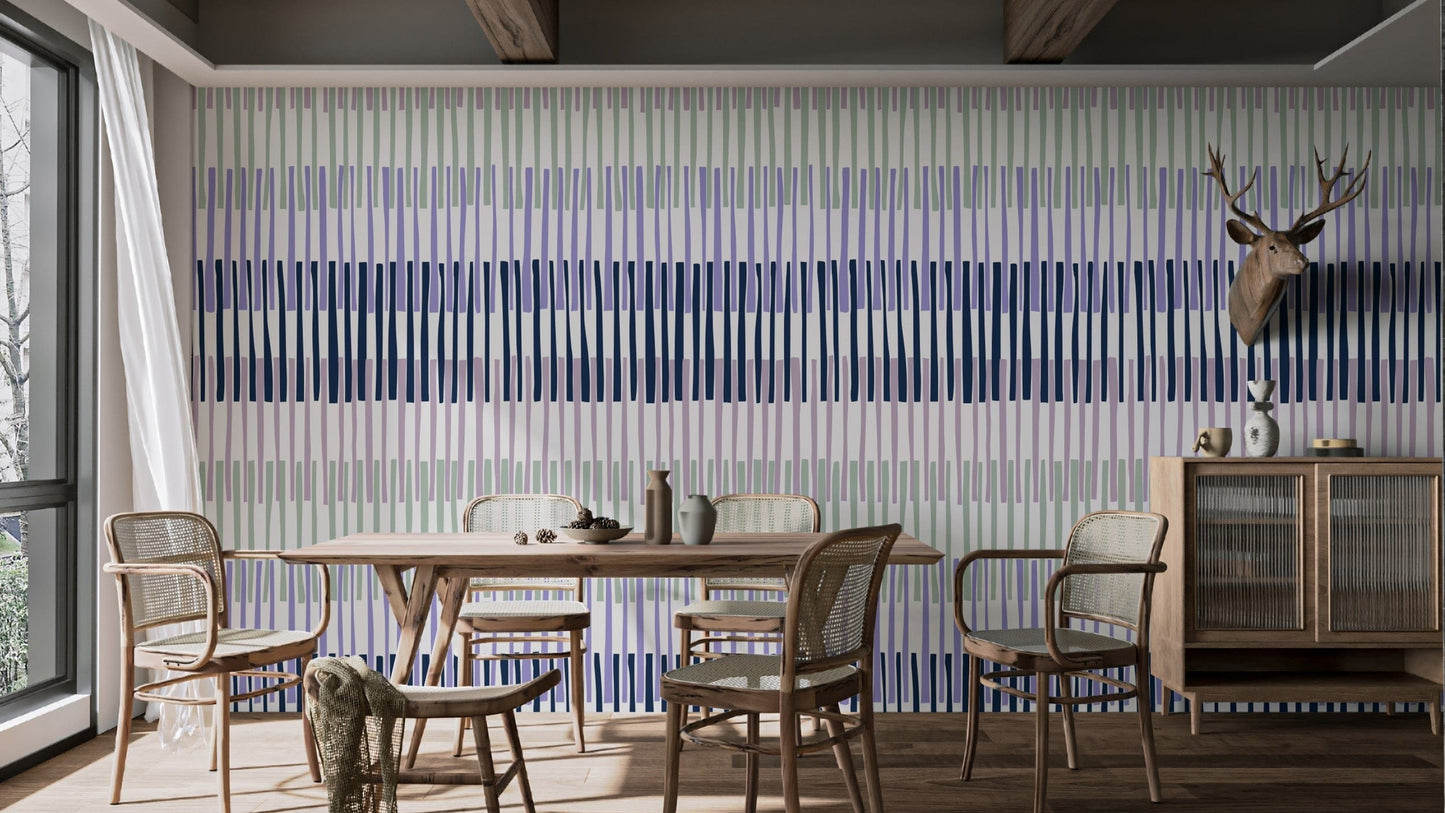 Chic Lilac Serenade Stripes Wallpaper Mural
