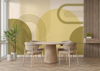 Retro style wall mural in yellow

