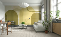 Beige yellow curved arch wallpaper

