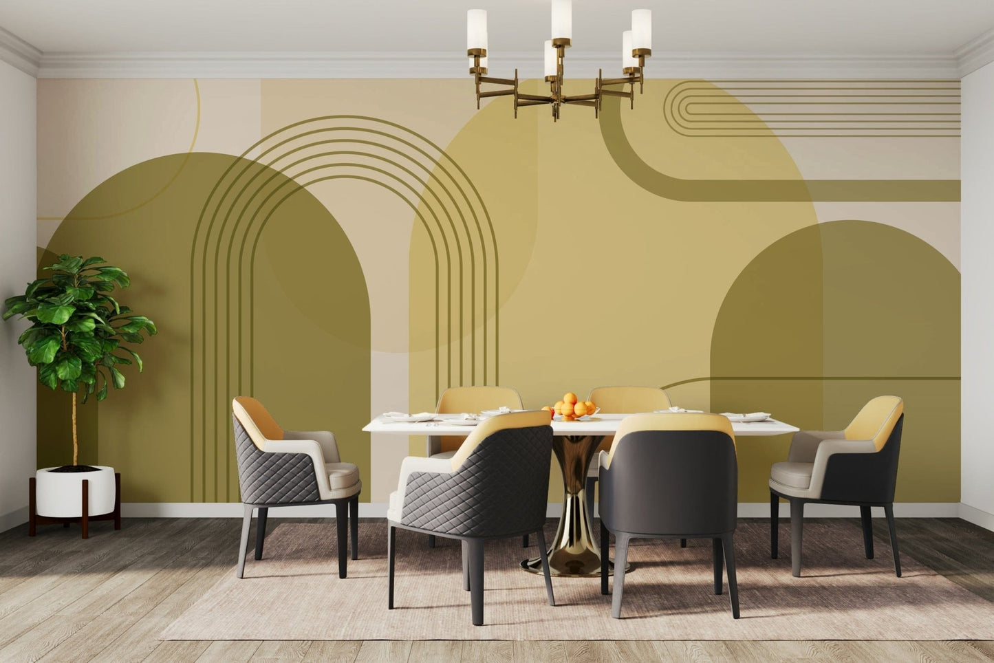 Geometric retro arch wall mural

