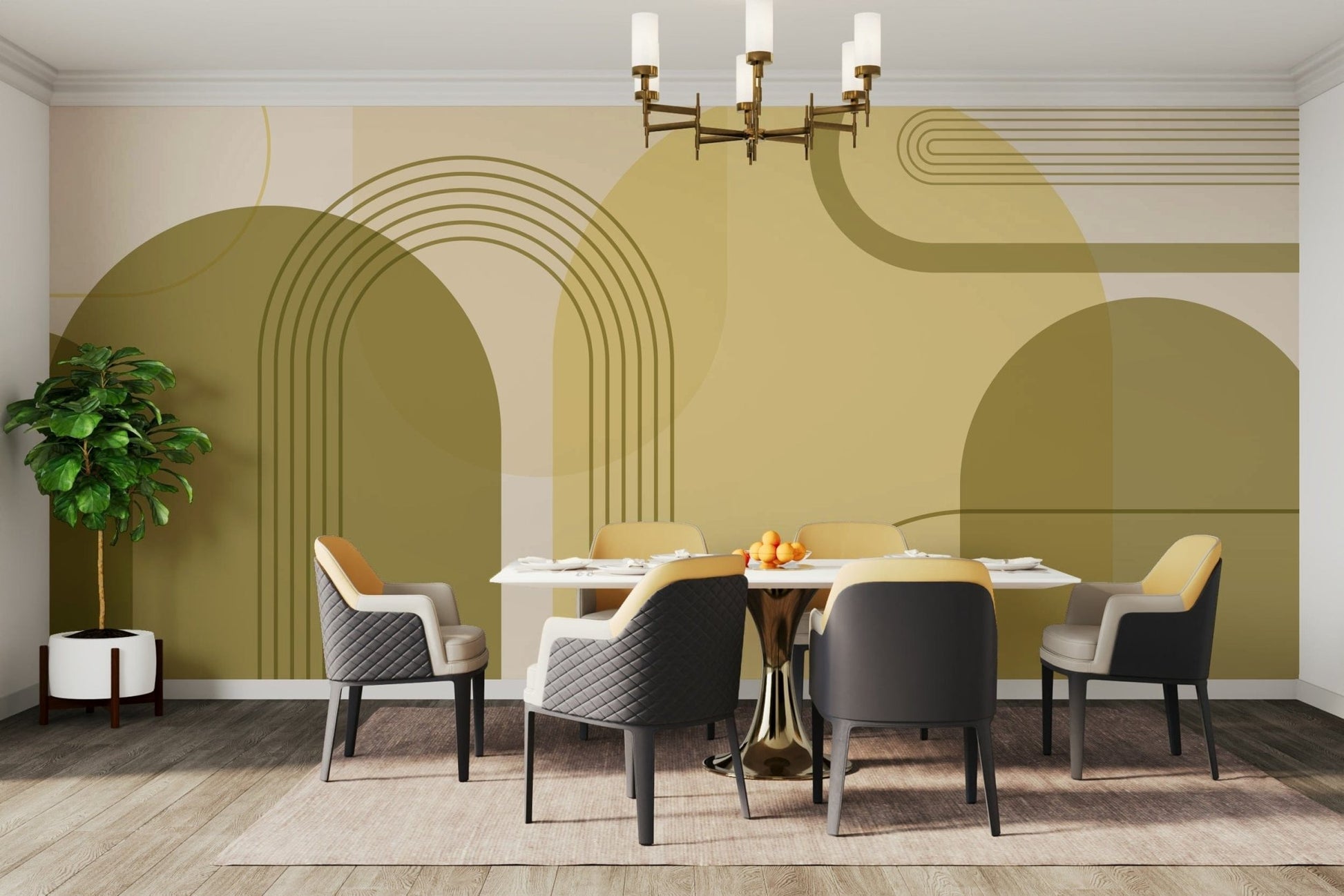 Geometric retro arch wall mural


